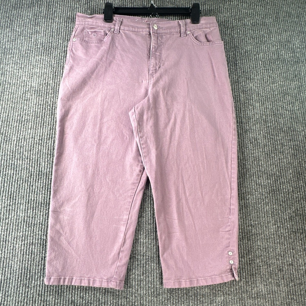 Gloria Vanderbilt Amanda Capri Pants Womens 16 Purple Mauve Slimming Effect Crop